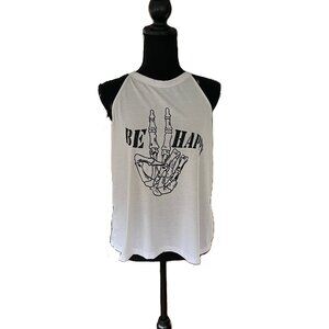 White Tank Skeleton Be Happy | Emery Rose | XL